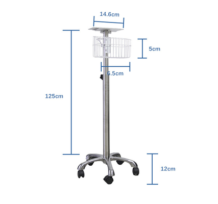 Tamaño de embalaje 69cm L X 21cm W X 46cm H Camión de monitoreo del paciente con altura de mango 140cm