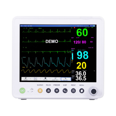 12 monitor paciente del parámetro multi del equipamiento médico ICU del veterinario de la pantalla táctil del color de la pulgada