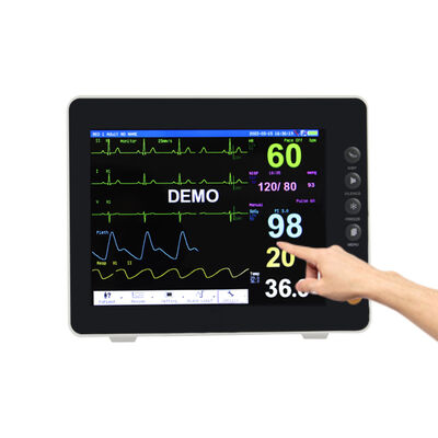 Display TFT a color de 8 pulgadas de parámetro múltiple Monitor de paciente con certificación ISO y compatibilidad con el tranvía / soporte de pared