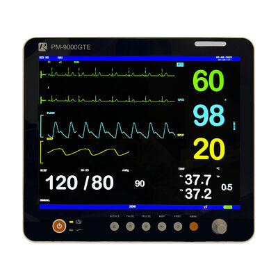 Display LCD portátil de 15 pulgadas en color de parámetros múltiples Monitor para pacientes con montaje en carrete / soporte de pared y diseño ligero de 5 kg