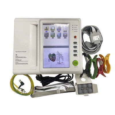 Máquina de cable ECG de pantalla táctil de 12 canales con impresora y cable ECG certificado ISO