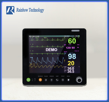 12,1” parámetros multi portátiles del monitor paciente de la pantalla táctil con CO2 opcional de IBP