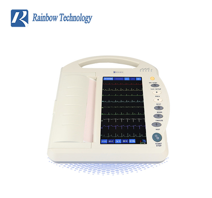 10.1 pulgadas de pantalla táctil de transferencia de datos externos 12 canales máquina de ECG con grabación digital
