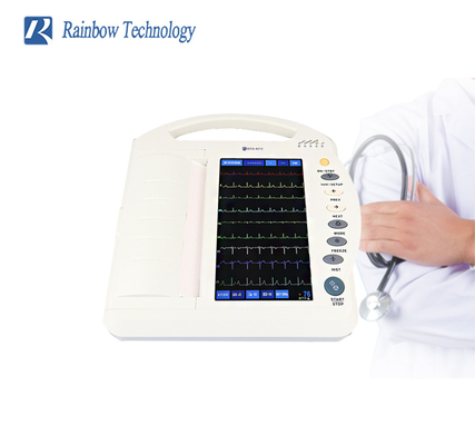 10.1 pulgadas de pantalla táctil de transferencia de datos externos 12 canales máquina de ECG con grabación digital