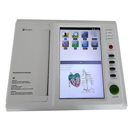 Venta caliente de 10 pulgadas de pantalla táctil máquina de ecg 12 Leads 12 canales dispositivo de ecg