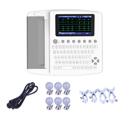 Máquina de ECG de seis canales con derivaciones únicas/múltiples y almacenamiento de datos interno/externo