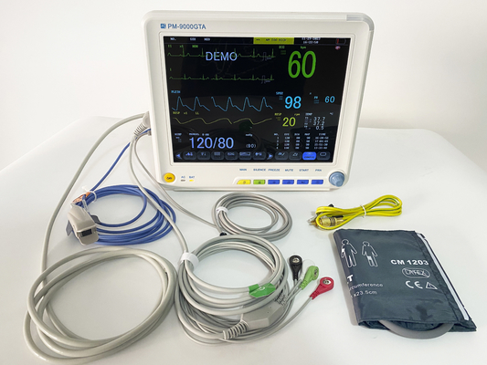 Monitores de pacientes 12 pulgadas portátil de múltiples parámetros de monitor de pacientes con soporte de carrito