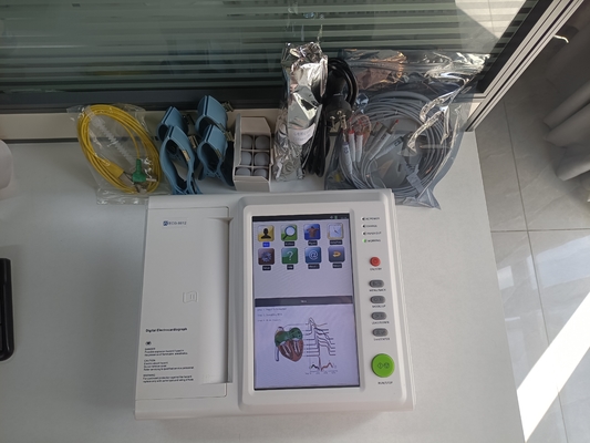 12 de plomo portátil de 10 pulgadas de pantalla táctil de 6 canales de soporte de ecg monitor