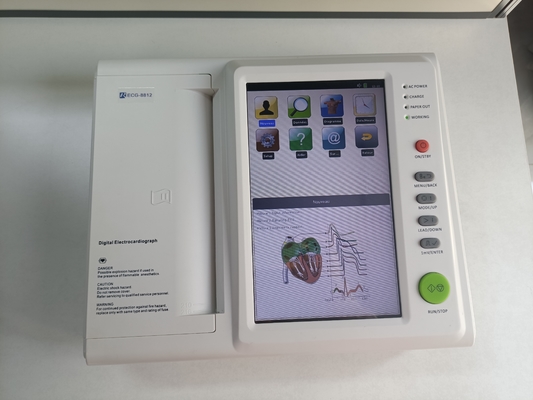 12 de plomo portátil de 10 pulgadas de pantalla táctil de 6 canales de soporte de ecg monitor