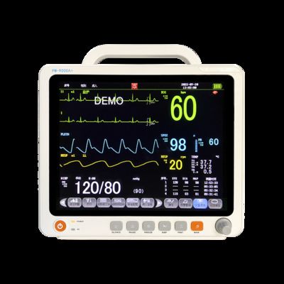Monitor de paciente multiparamétrico portátil de 12,1 pulgadas con pantalla táctil y pantalla LCD a color para monitorización de ECG/FC/RESP/SpO2/PANI/Temp