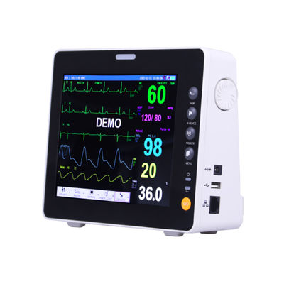Monitor de paciente multiparamétrico con pantalla a color de 8 pulgadas, visualización de ECG de 7 canales y certificación de dispositivo médico Clase II