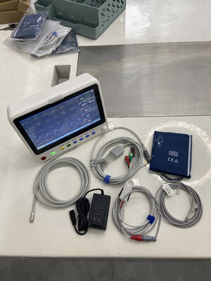 Monitor médico de ECG portátil de 10 pulgadas para sala de ambulancia, multiparámetro, portátil para cuidados críticos, monitor cardíaco