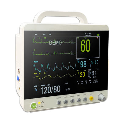 12.1 Pantalla LCD a color de varios parámetros con monitor de pacientes de 6 parámetros (ECG/HR/RESP/SPO2/NIBP/Temp) y montable en un carrito o en un soporte de pared