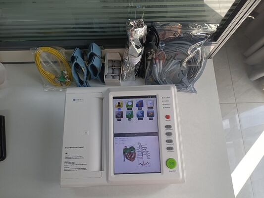 Máquina portátil de ECG de 12 canales con pantalla táctil de 10 pulgadas para uso hospitalario y clínico