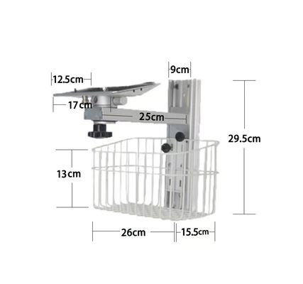 Soporte de pared metálico ajustable en altura para montaje de monitor de paciente en sala de hospital