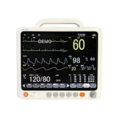 12.1 Inch Color LCD Multiparameter Monitor del paciente con ECG/HR/RESP/SPO2/NIBP/Temp Parameters y certificación ISO13485