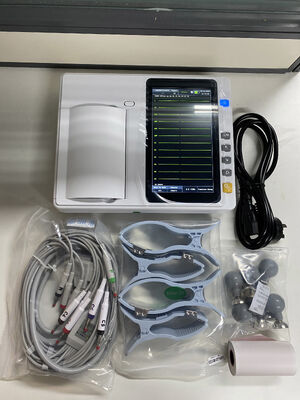Máquina de ECG de 3/6-canal portátil con impresora de matriz térmica de pantalla táctil de 7 pulgadas para análisis en tiempo real / fuera de línea