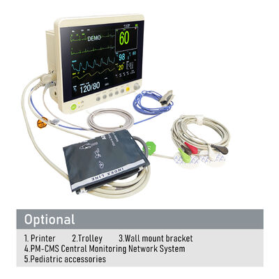 Monitor de paciente multiparamétrico de alta calidad a precio de fábrica de 12,1 pulgadas, dispositivo médico para hospital