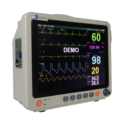 12 monitor paciente del parámetro multi del equipamiento médico ICU del veterinario de la pantalla táctil del color de la pulgada