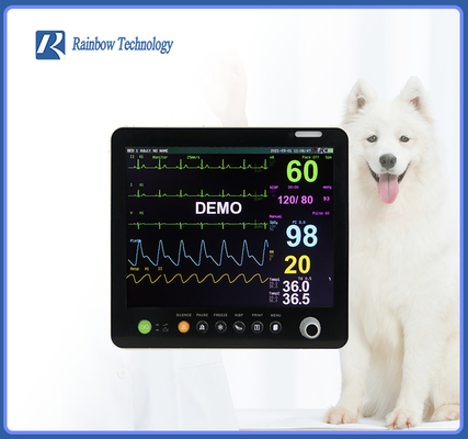 Monitor paciente de los parámetros animales portátiles del veterinario 6 15 pulgadas con Etco2 opcional