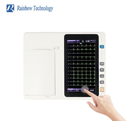 Máquina de ECG digital de 6 canales con pantalla táctil de 7 pulgadas e impresora de matriz térmica para hospitales y clínicas
